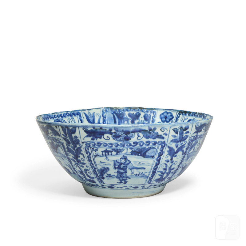 明萬曆 青花克拉克大盌 | A LARGE BLUE AND WHITE KRAAK WARE BOWL - 图3